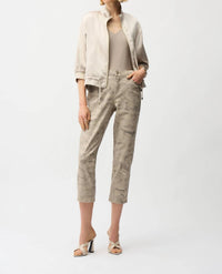 Joseph Ribkoff - Metallic Abstract Print Slim Crop Jeans