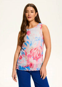 Fdj - Sleeveless Crinkle Pleated Mesh Top