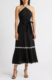 Eliza J Beaded-strap Contrast Dress in black - women's dress