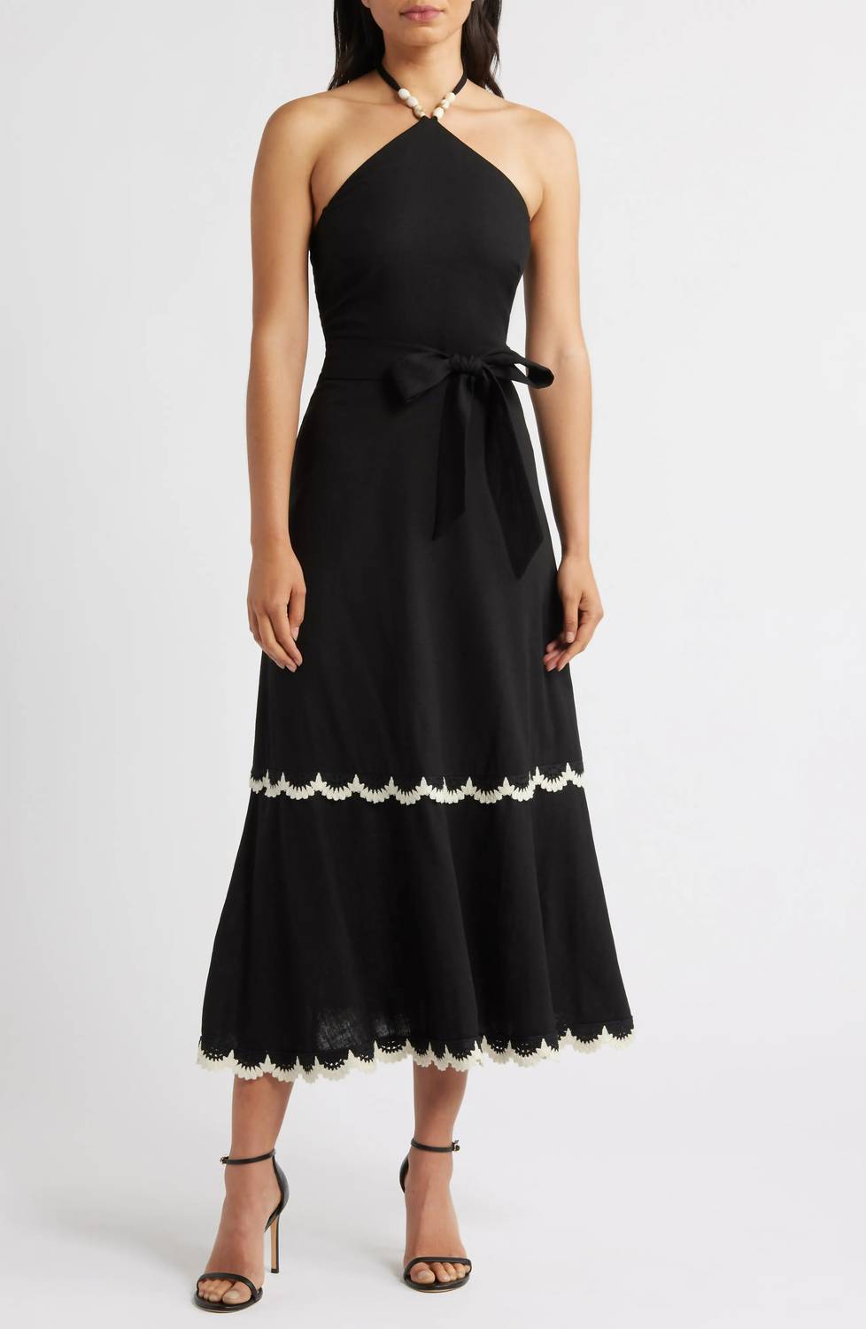 Eliza J Beaded-strap Contrast Dress in black - women's dress