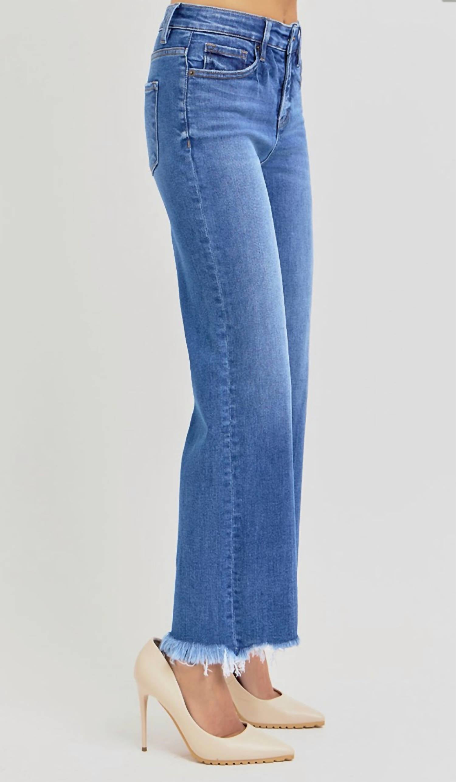 Risen - Tummy Control High Rise Ankle Straight Jeans