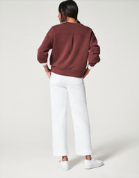 Spanx Stretch Twill Cropped Wide Leg Pants in bright white 1 - women's pants - detail view