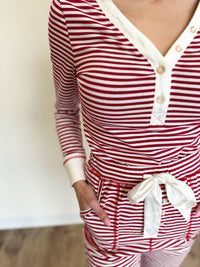 la society Annika Pajama Set in red stripe - women's sleepwear - alternate view