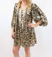 Adrienne - Leopard Print Balloon Sleeve Mini Dress