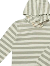 ME & HENRY Boy's Seaberry Stripe Hooded Top in grey white - kids' shirt - detail view