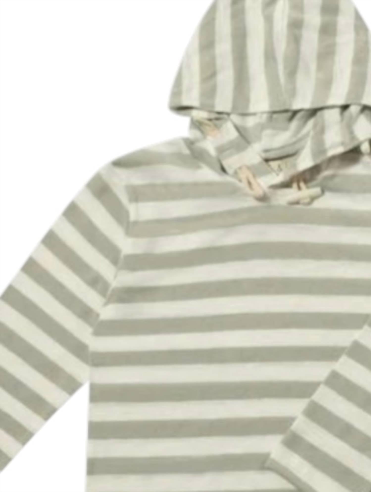 ME & HENRY Boy's Seaberry Stripe Hooded Top in grey white - kids' shirt - detail view