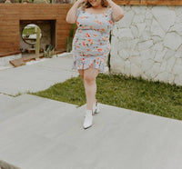 Curve Market Show Me Love Floral Mini Dress - Plus in grey - women's dress