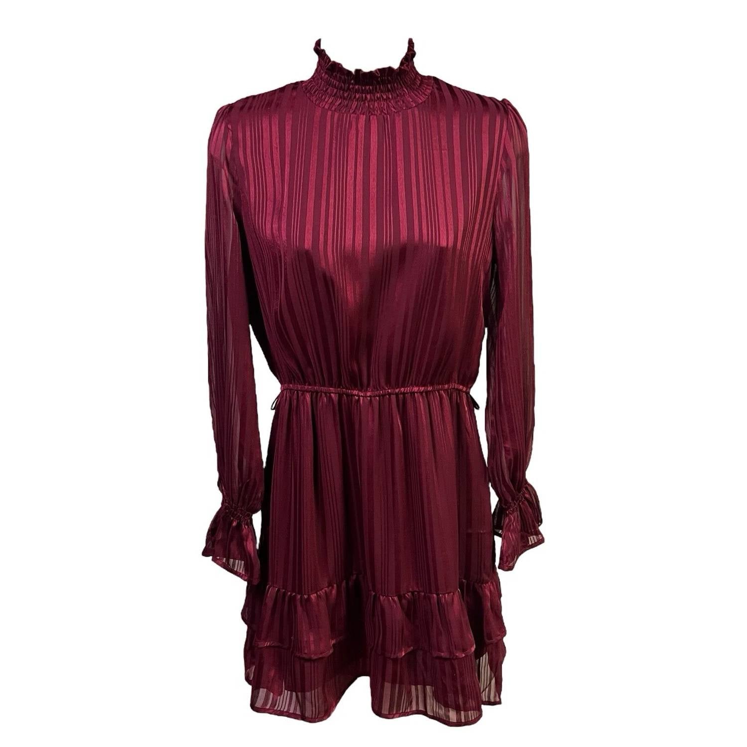 Dress Forum - Women's Mock Neck Ruffle Tiered Hem Mini Dress
