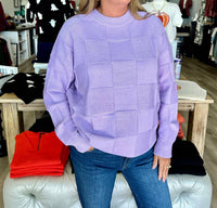 Vine & Love - Round Neck Long Sleeve Textured Sweater