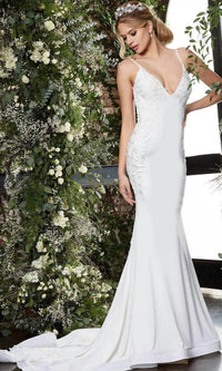 Jovani - Applique Mermaid Bridal Gown