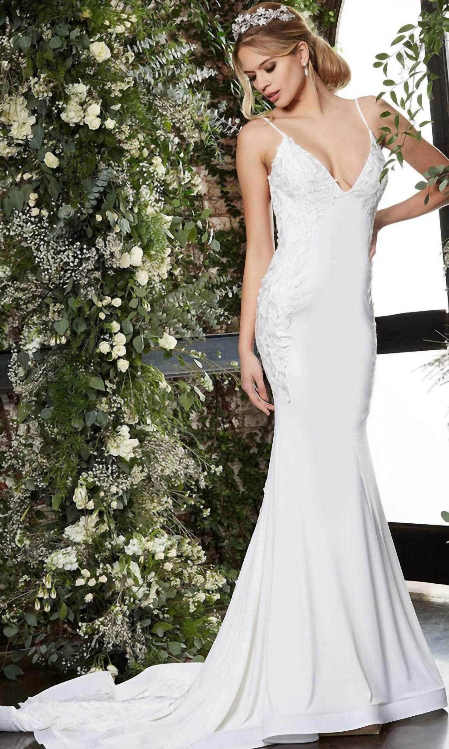 Jovani - Applique Mermaid Bridal Gown