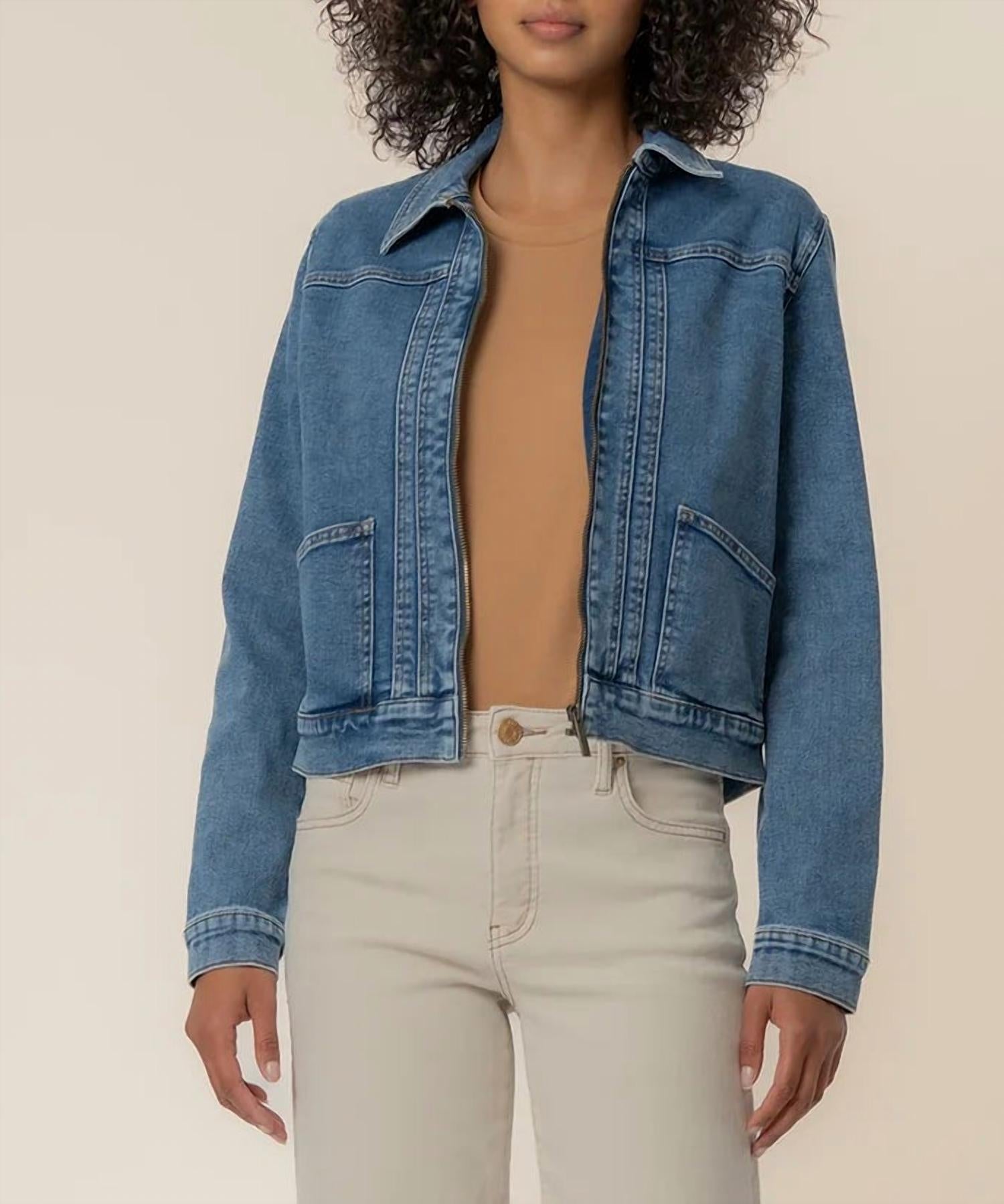 Kut From The Kloth - Genevieve Zip Front Jacket With Slant Pockets