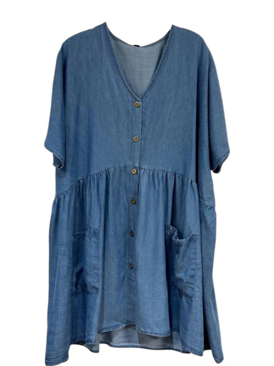 Venti6 - BUTTON FRONT POCKET SMOCK DRESS