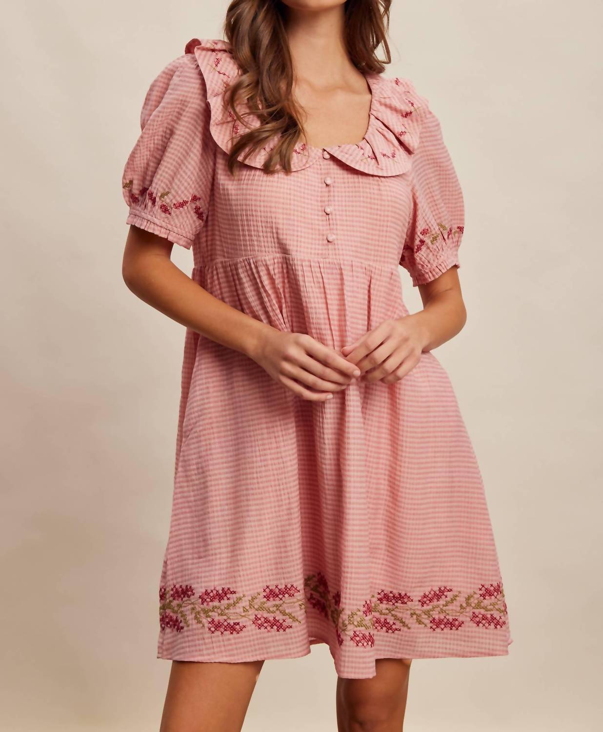 Listicle - Women's Embroidered Babydoll Dress