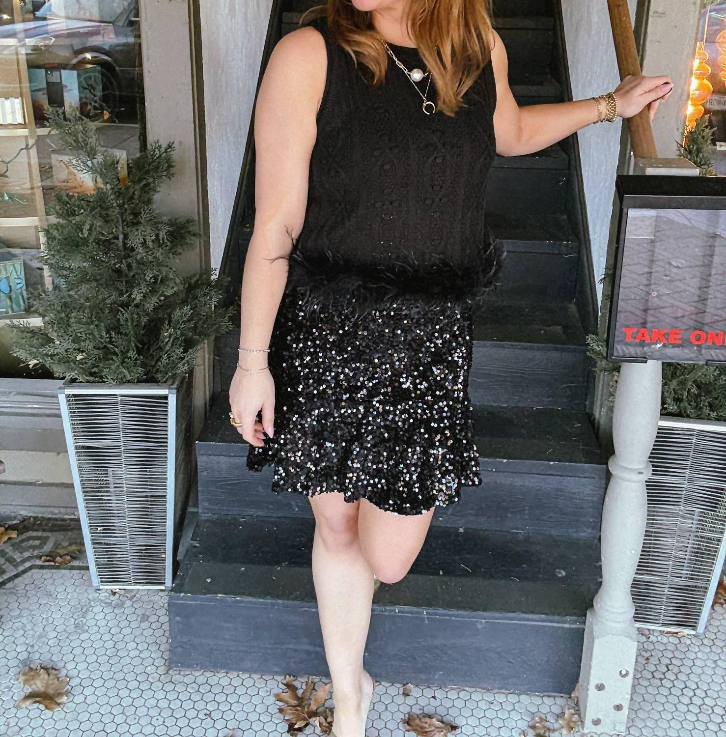 Entro - Midnight Glam Feather Tank