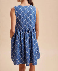 In-Loom - Eleanor Chambray Embroidered Bow Mini Dress