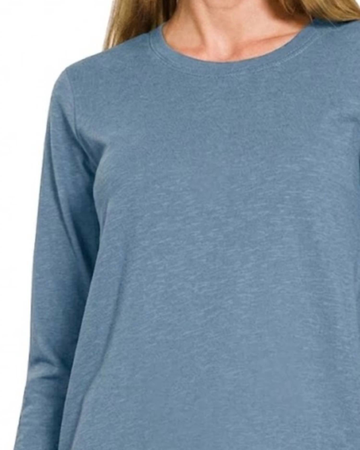 Zenana - Cotton Crewneck Long Sleeve Tee
