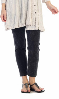 Jess & Jane Mineral Washed Ankle Legging Pant in black - women's pants
