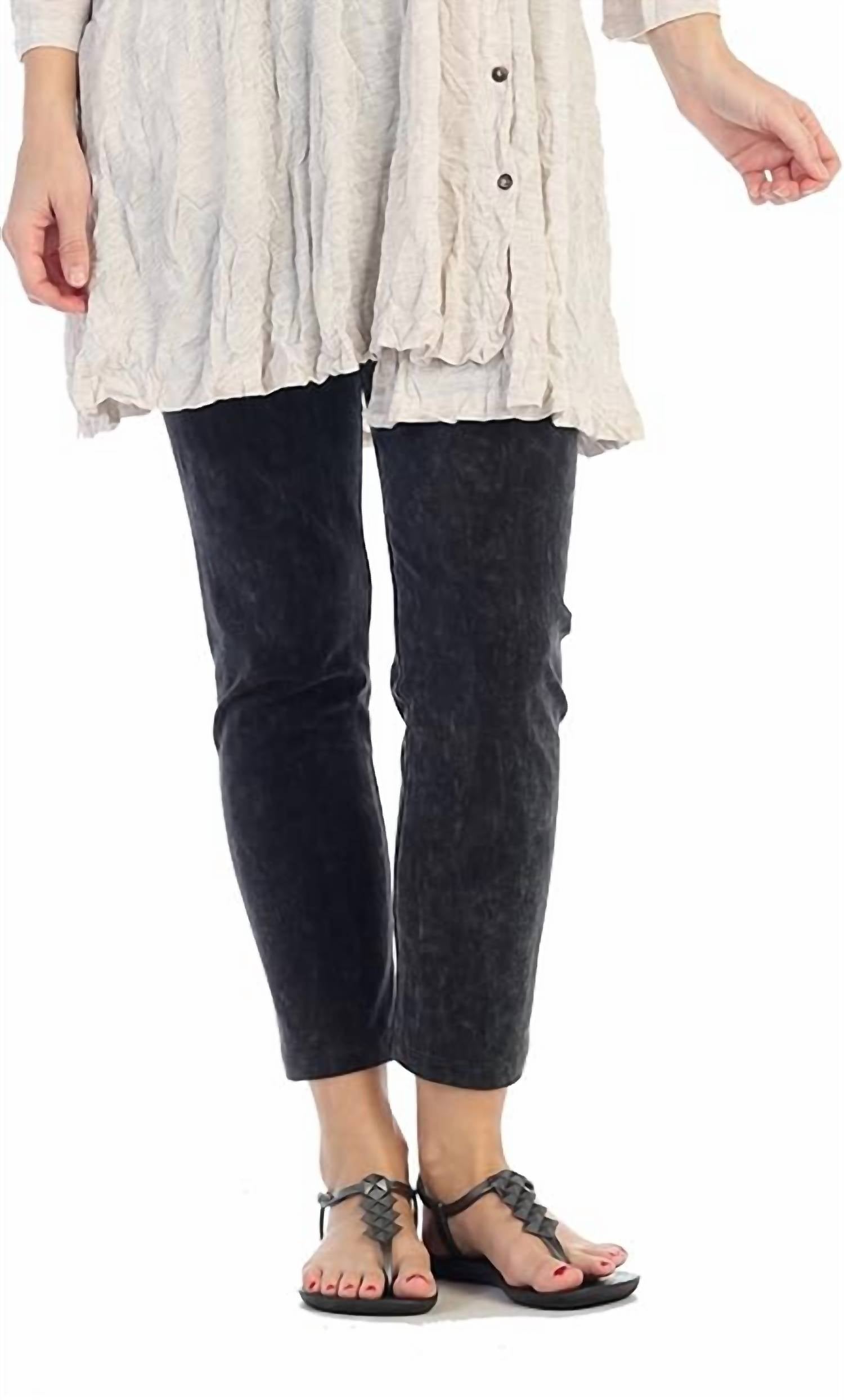 Jess & Jane Mineral Washed Ankle Legging Pant in black - women's pants