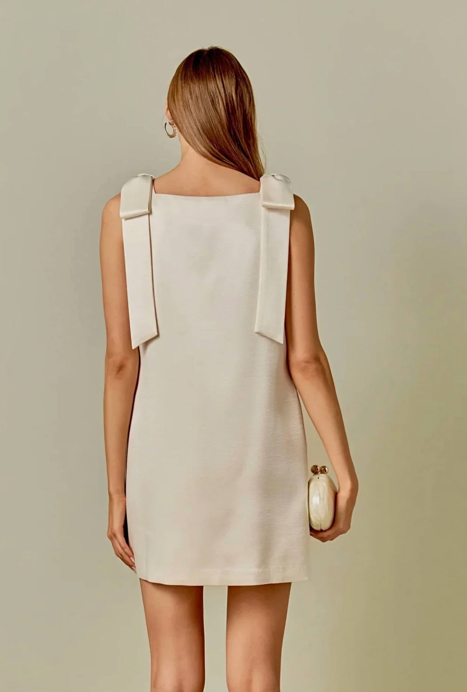 2.7 August Apparel - Women's Satin Bow Mini Dress