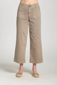 APNY Patch Pocket Cropped Wide Leg Pants in mocha - women's jeans