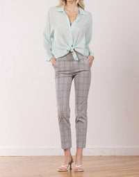 Avenue Montaigne Lulu Straight Cropped Pant in madras plaid - women's pants