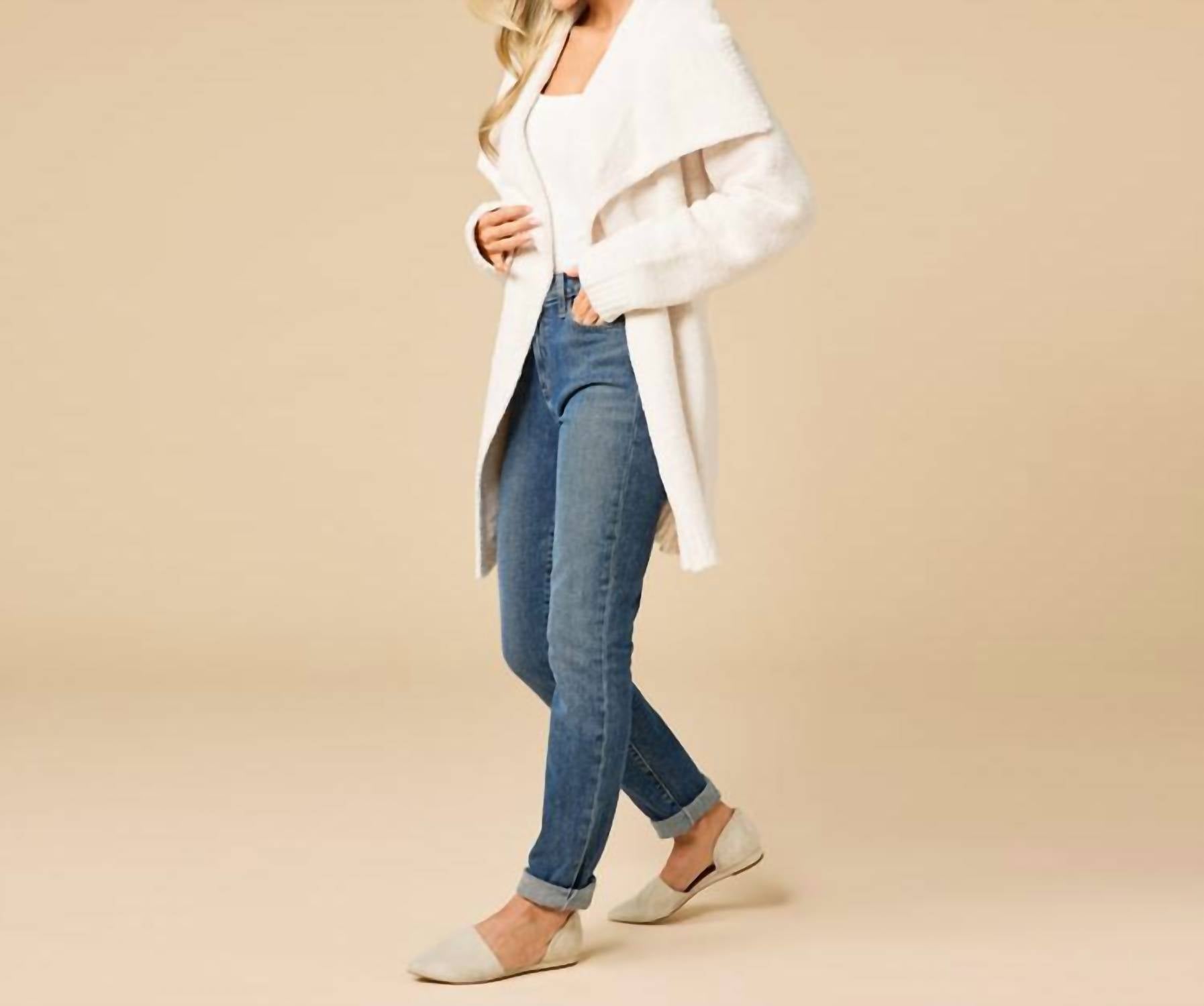SOFTiES Ultra-marshmallow Wrap Cardigan in almond - women's cardigan - alternate view