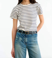 NILI LOTAN Lana Crewneck Tee in natural navy - women's t-shirt