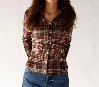 Bailey Rose Rosewood Button Up Top in brown - women's long sleeve top - view 4
