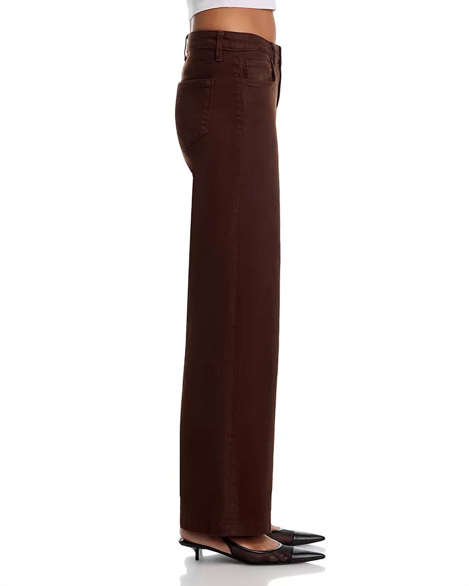 L'Agence Joanne Low Rise Wide Leg Denim Pant in brown - women's pants - alternate view