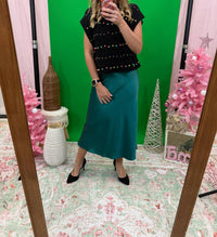 Wishlist - Evergreen Satin Midi Skirt