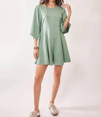 Davi & Dani - Draped Sleeve Tie-back Flared Skort Romper