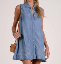 Elan - Eyelet Denim Dress