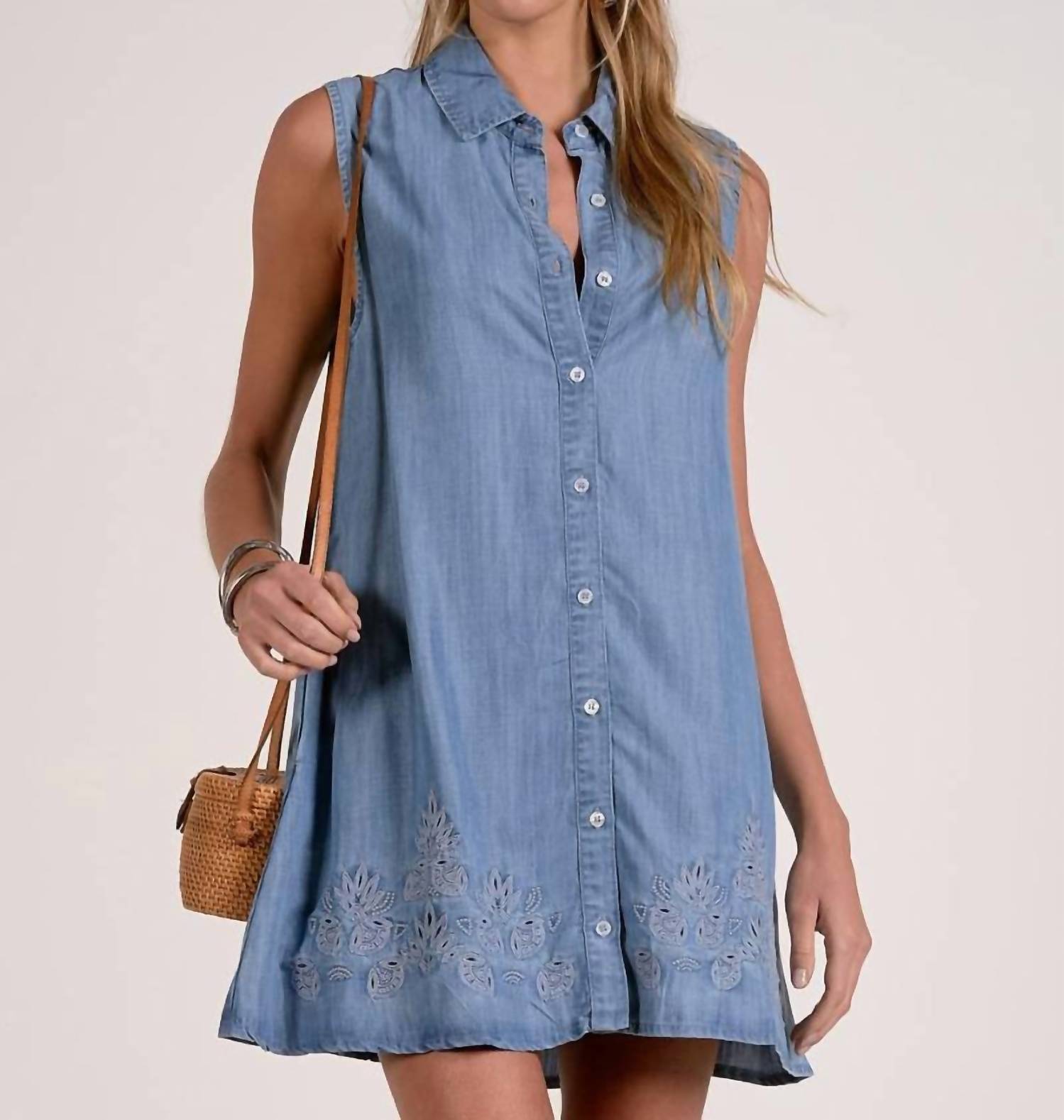 Elan - Eyelet Denim Dress