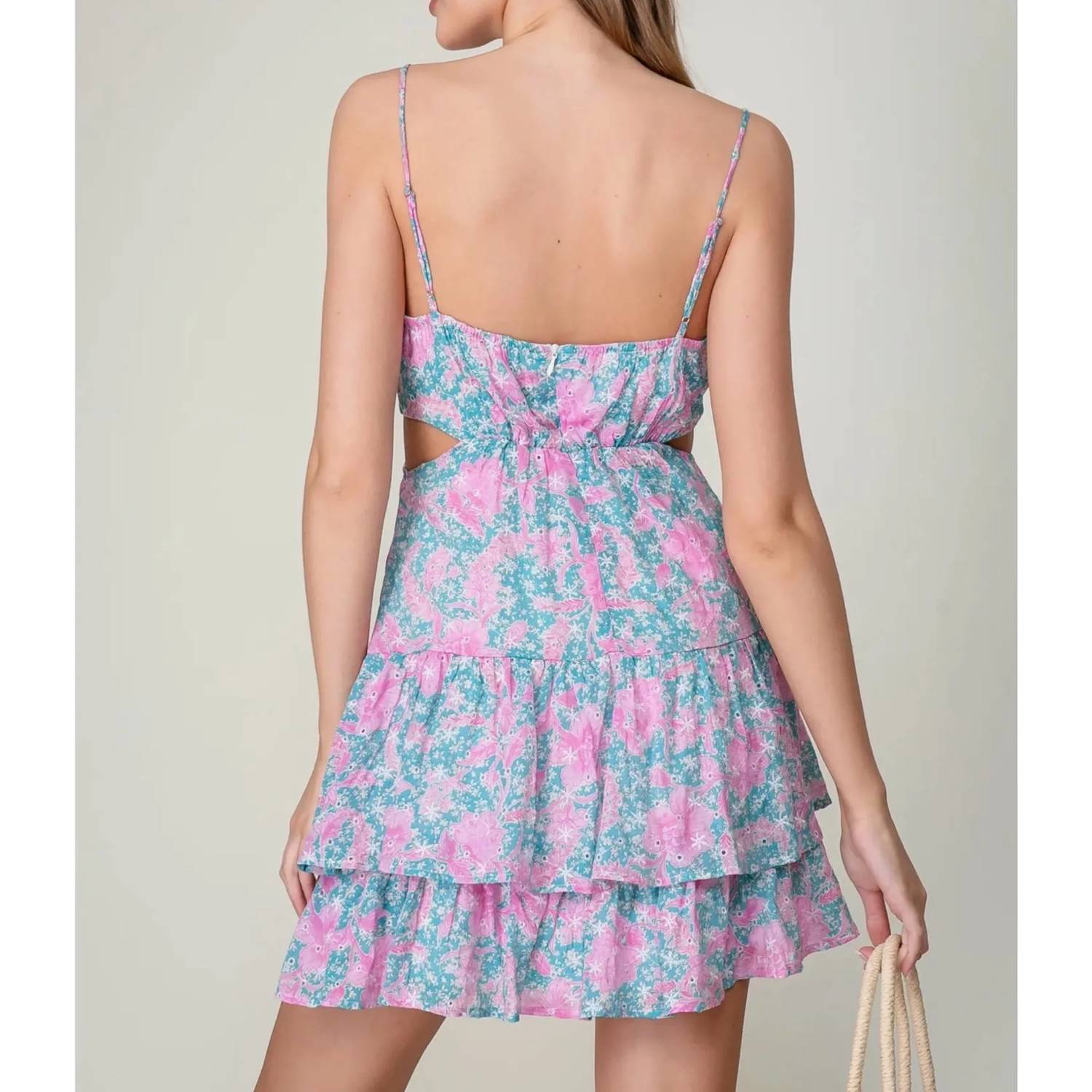 Lumiere - Coastal Embroidered Floral Tiered Dress