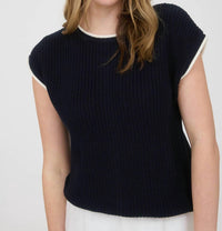 Blu Pepper - Contrast Short Sleeve Sweater