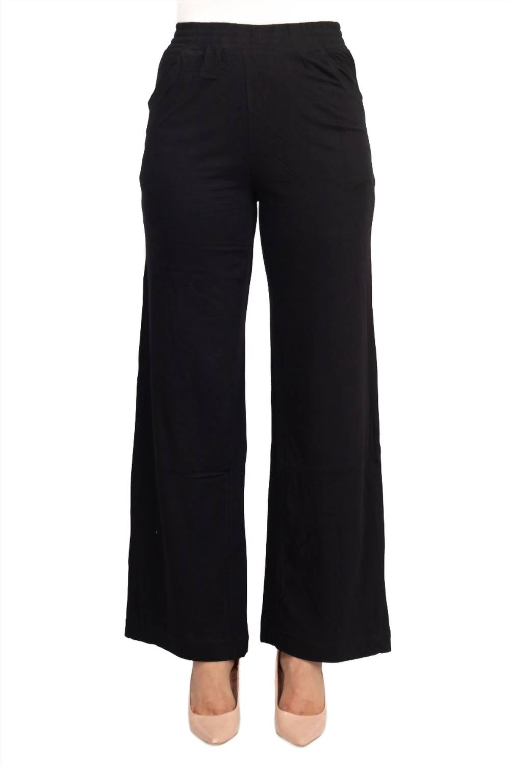 For The Republic - Women's Elastic Solid Pull On Jersey Pant