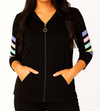 Angel Apparel - Three Quarter Sleeve Stripe Hoodie