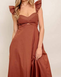 Flying Tomato - Woven Ruffle Midi Dress
