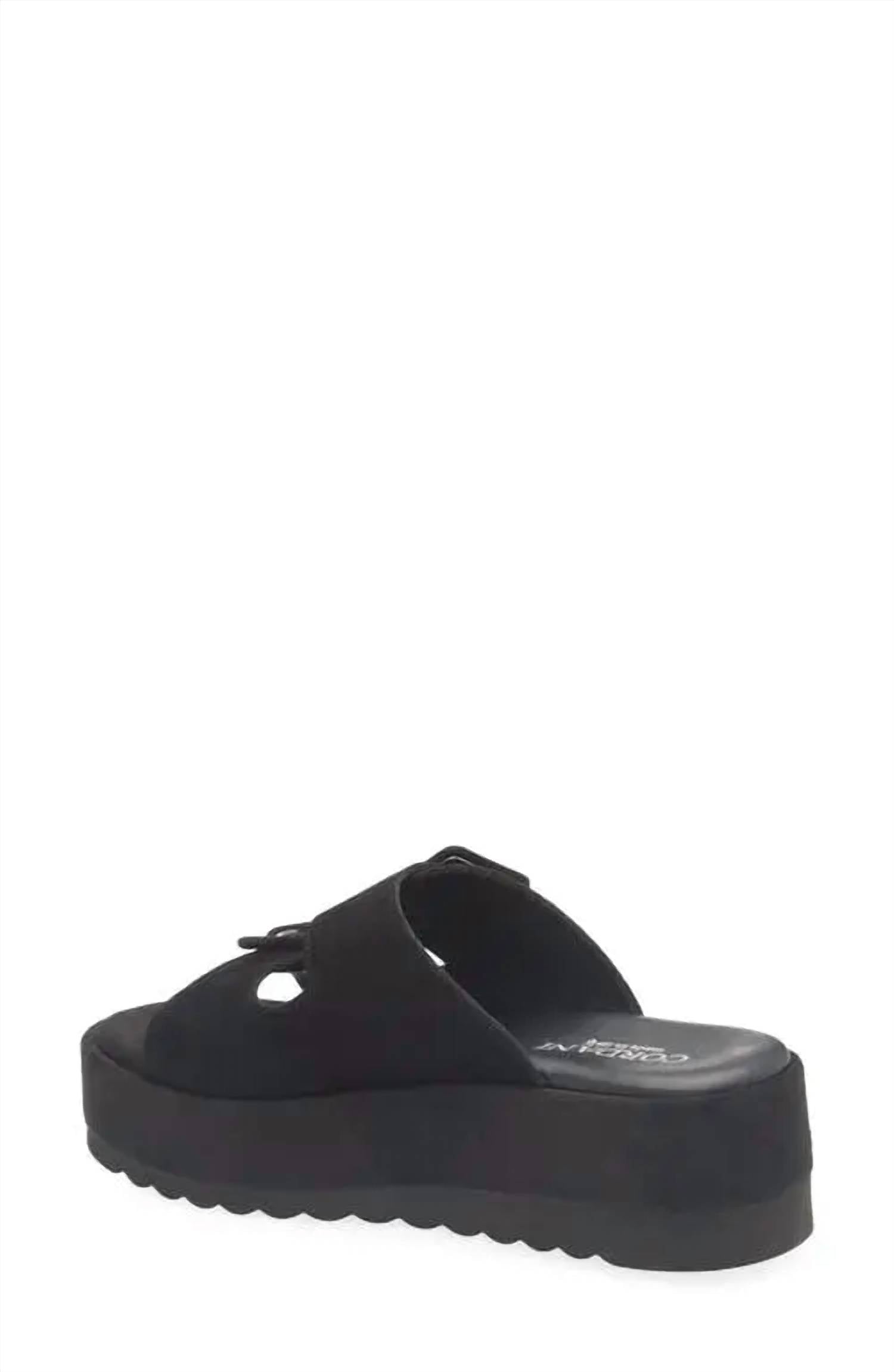 CORDANI Women's Karson 2 Platform Slide Sandal in black suede - women's sandal - alternate view