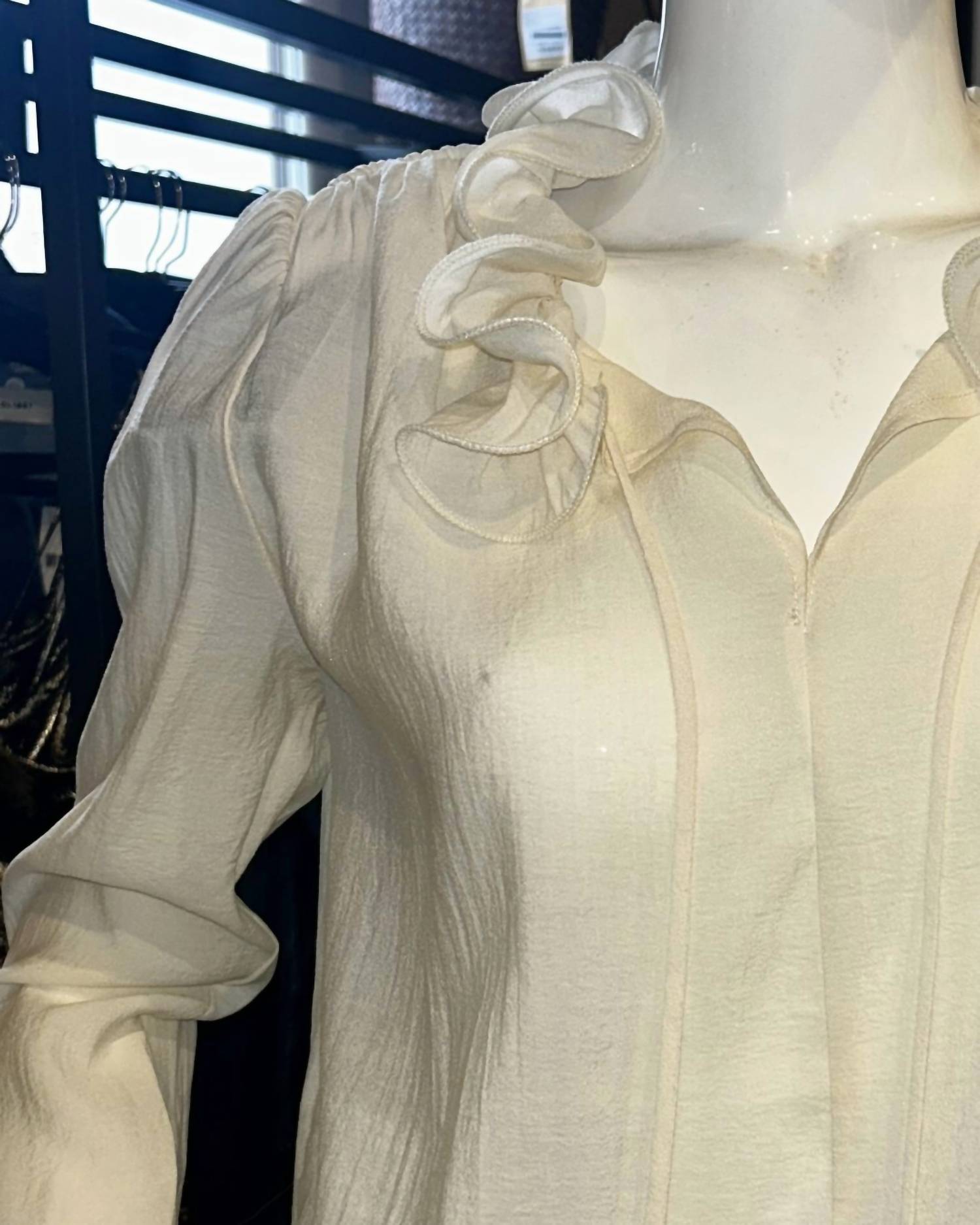 Beulahstyle - Women's Ruffled Neckline Blouse