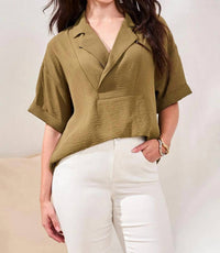 Tribal - Soft Lapel Collar Top