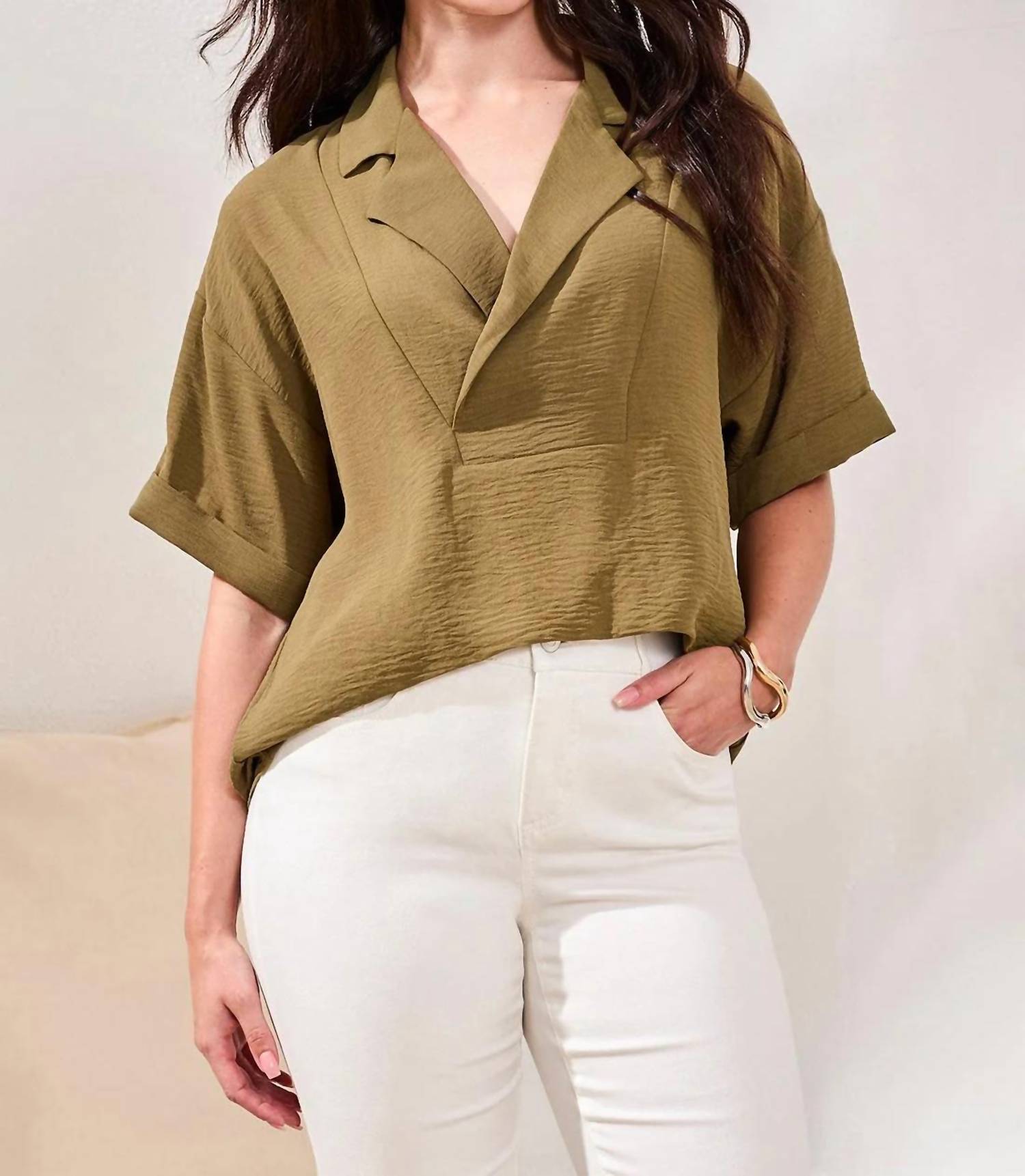Tribal - Soft Lapel Collar Top