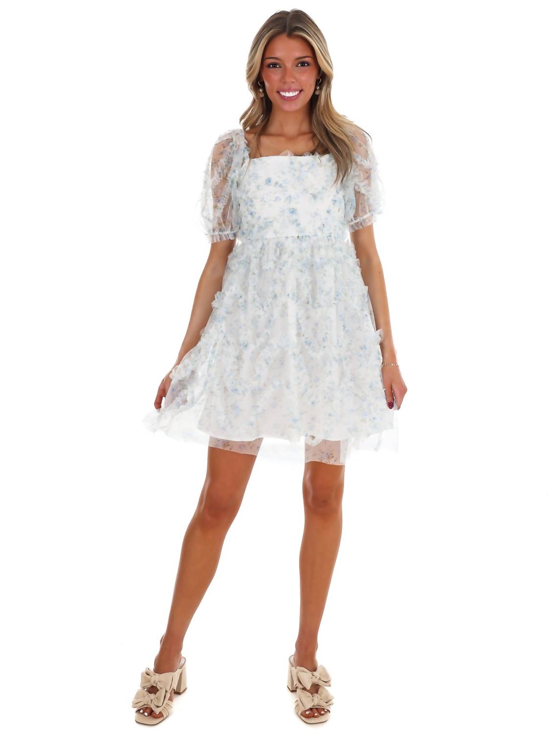 In February - To Be Fair Floral Ruffle Mini Dress