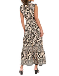 London Times - Smocked Waist Tiered Skirt Maxi Dress