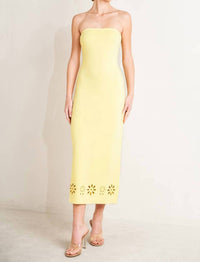 FLYING TOMATO Solid Sweater Knit Dress in yellow - women's dress - detail view