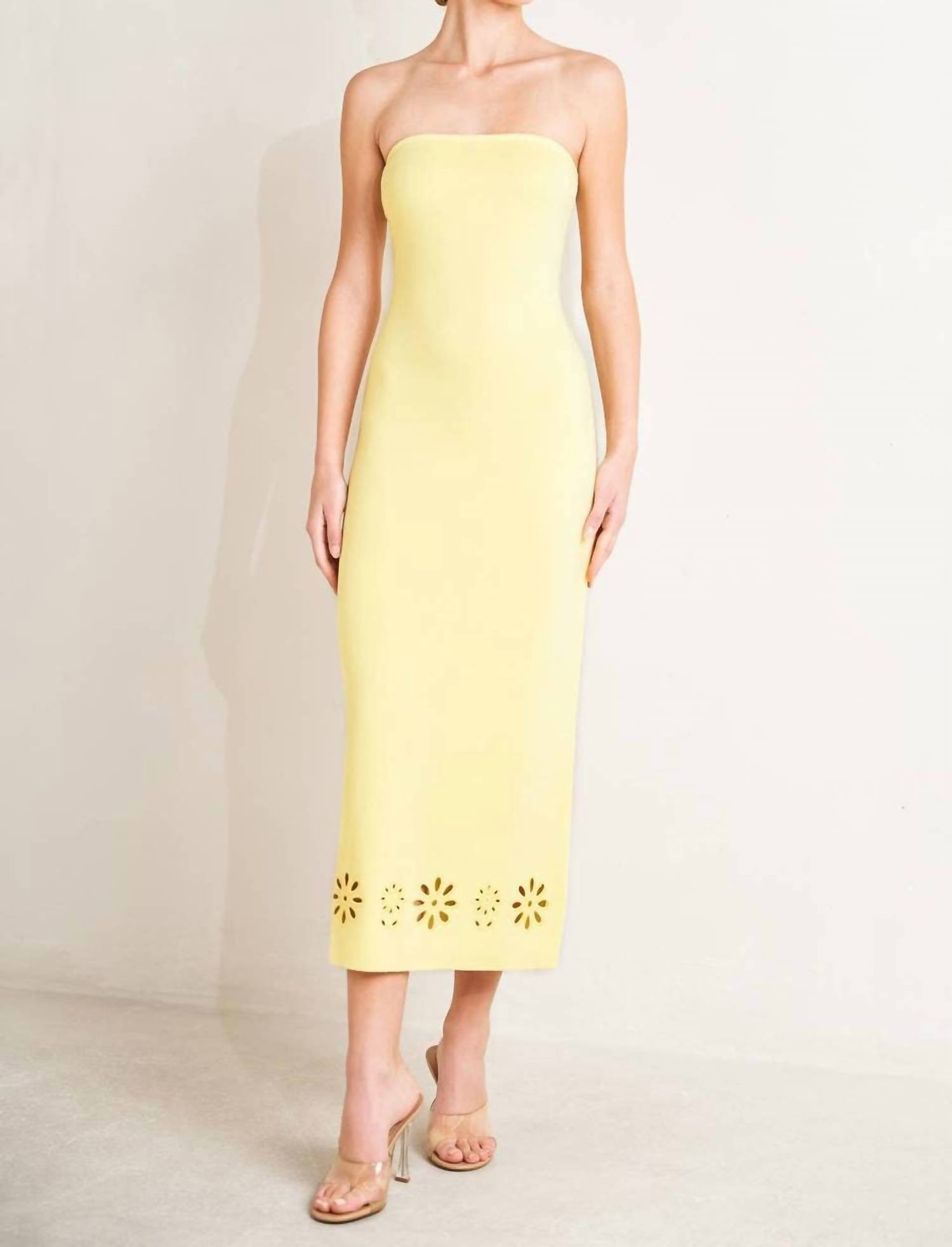 FLYING TOMATO Solid Sweater Knit Dress in yellow - women's dress - detail view