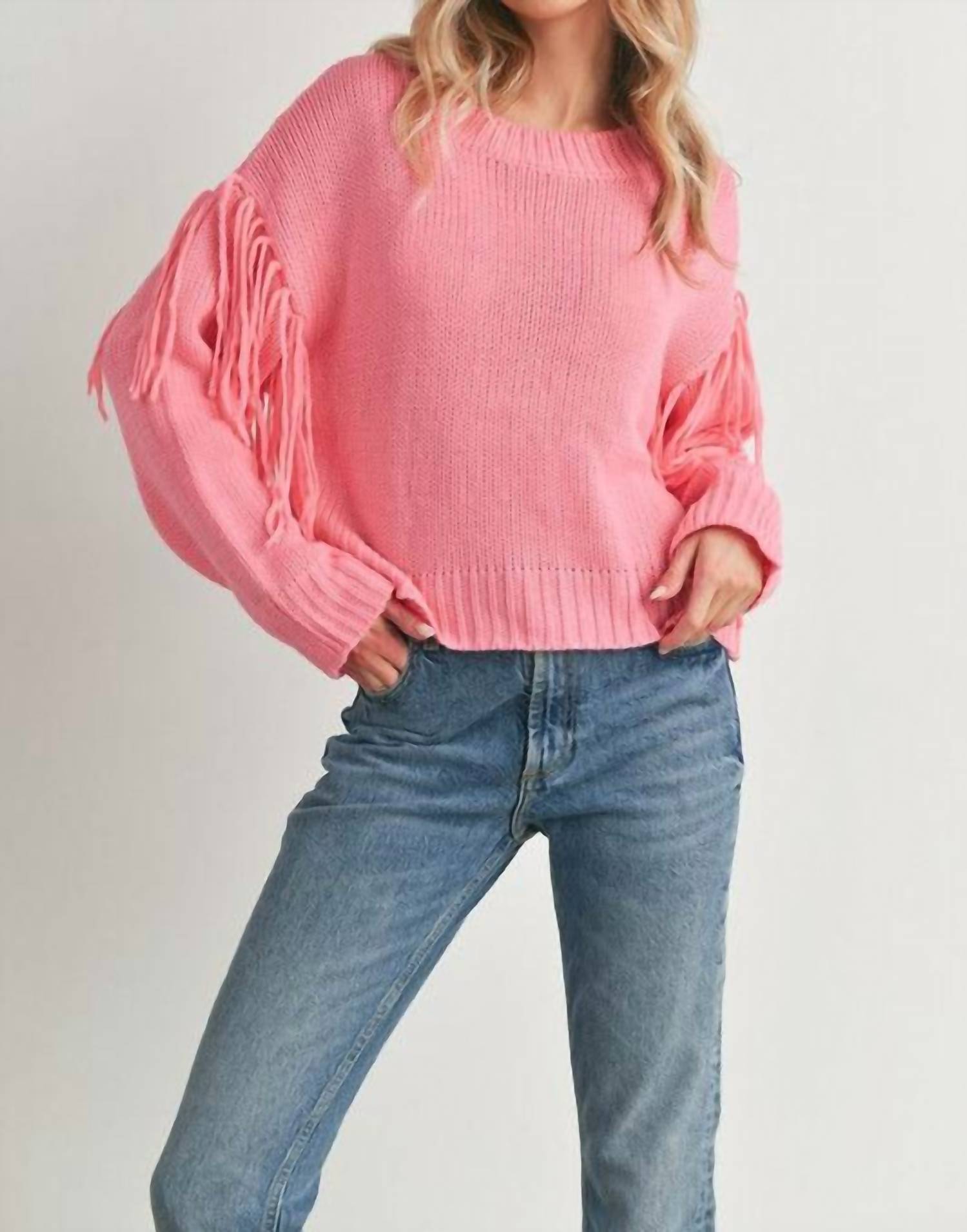Buttermelon - Fringe Sleeves Sweater