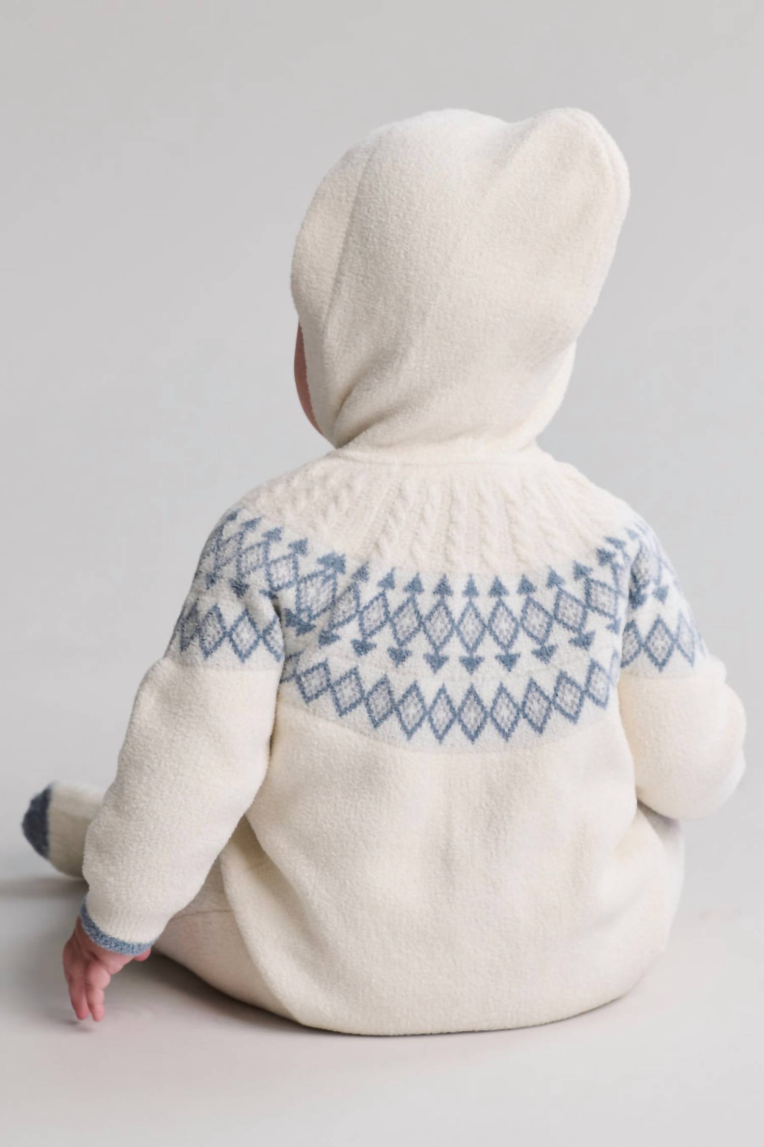 BAREFOOT DREAMS Cozychic Ultra Lite Baby Fair Isle Onesie in cream multi - kids' item - detail view