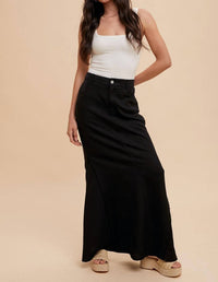 IN-LOOM Tencel Frayed Mermaid Skirt in black - women's skirt - view 4